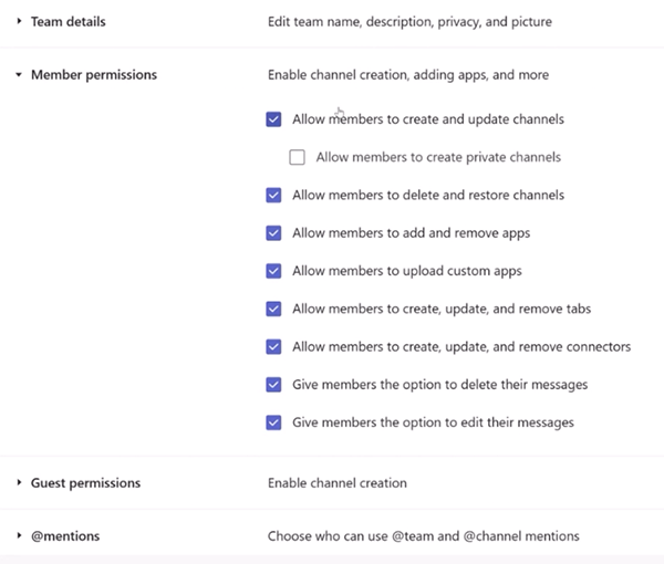 Teams Ownership - Member Permissions