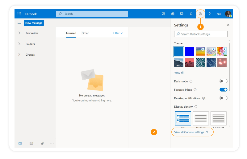 Go to Settings > View all Outlook settings