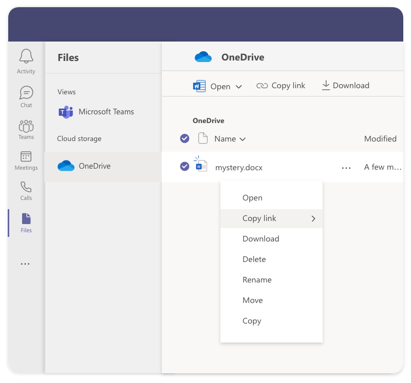 Microsoft file sharing copy link
