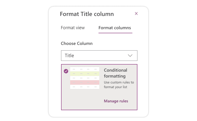 How to format current view in Microsoft Lists