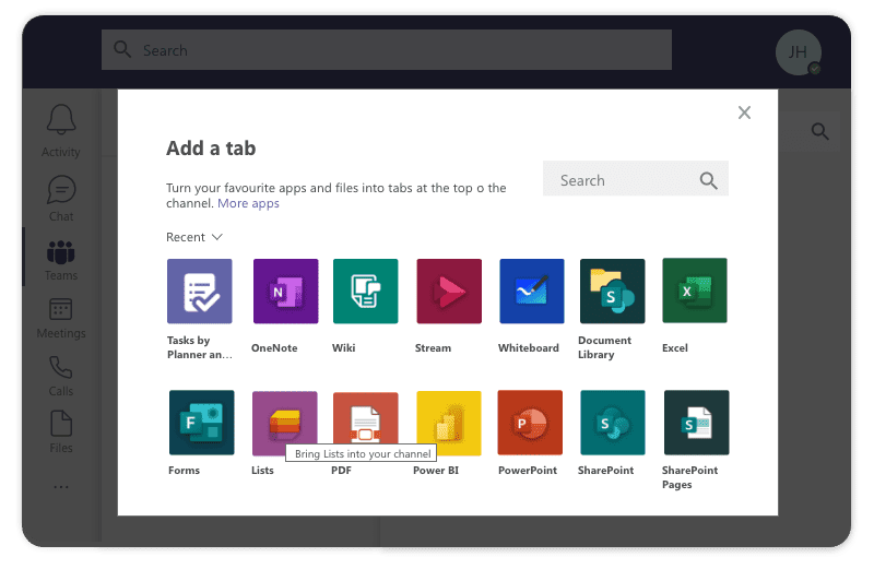How to add a Lists tab in Microsoft Teams