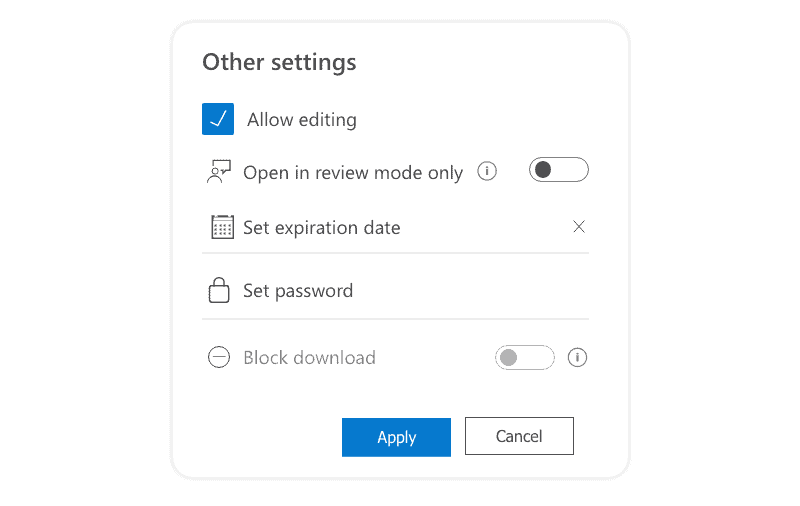 Microsoft 365 file sharing settings
