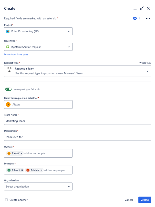 Configuring Jira Fields Request Type