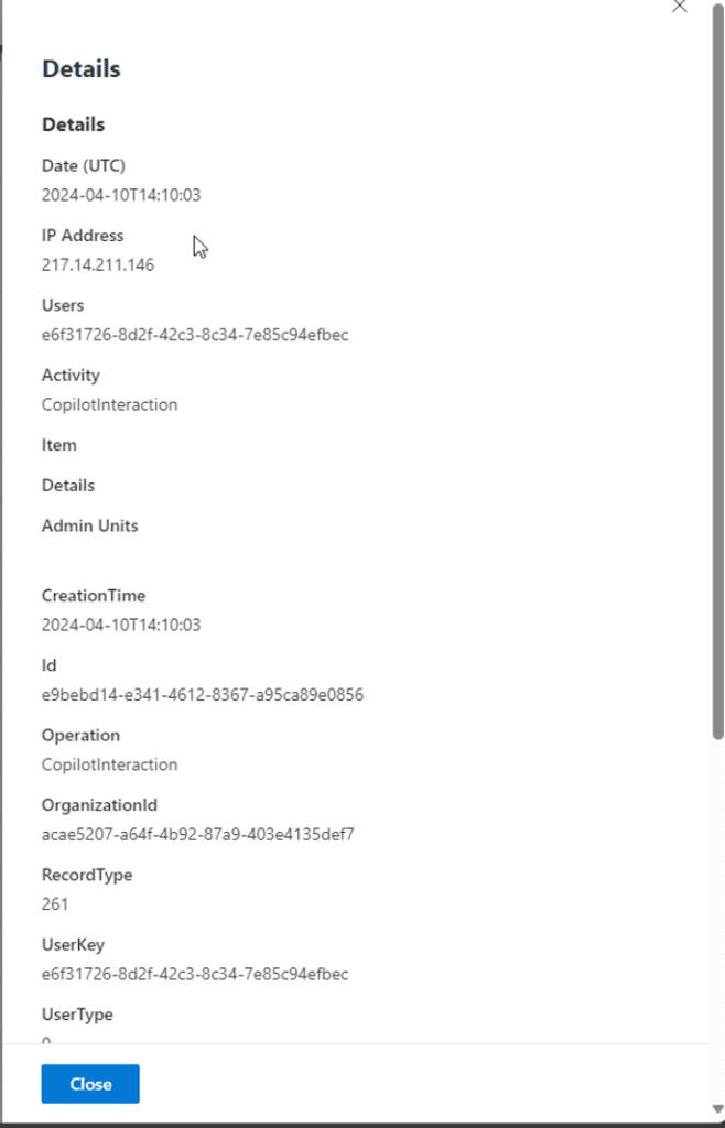 Copilot Audit Details