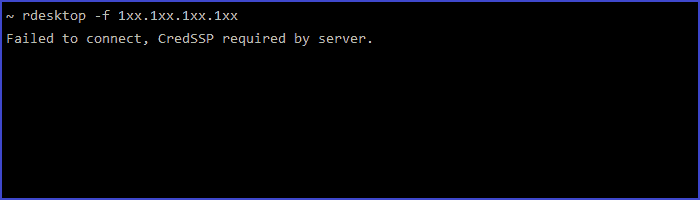 CredSSP required by server error