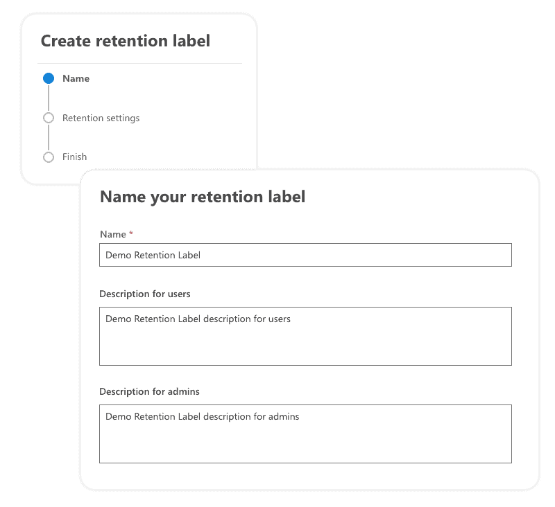 specify office 365 retention label name