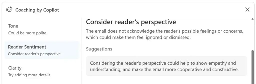 Coaching by Copilot - Reader Sentiment