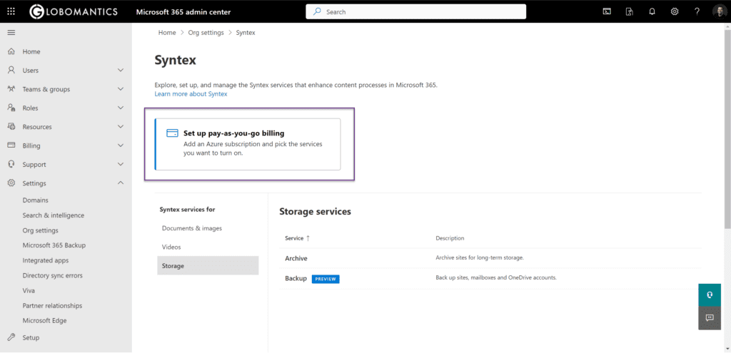 How to turn on Microsoft 365 Archive Syntex