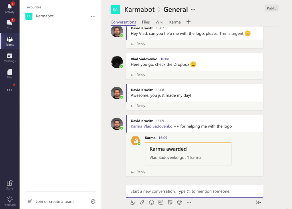 Karma Microsoft Teams