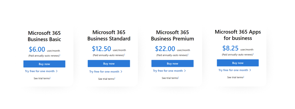 Microsoft 365 Business pricing