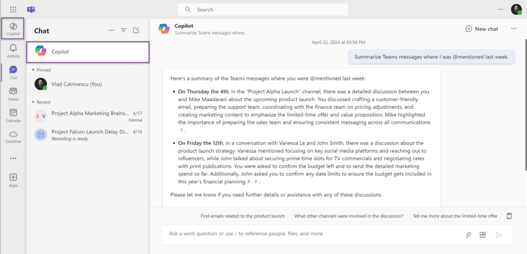 Microsoft Teams Copilot App