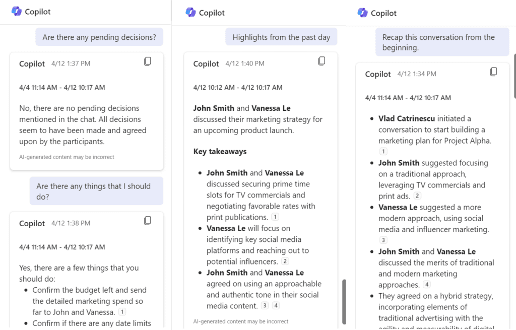 Microsoft Teams Copilot in Teams Chats