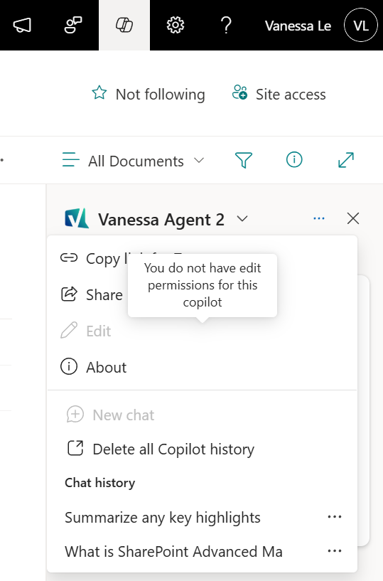 Only owners modify Copilot agents