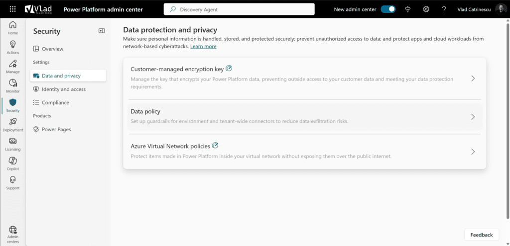 Power Platform Admin Center DLP