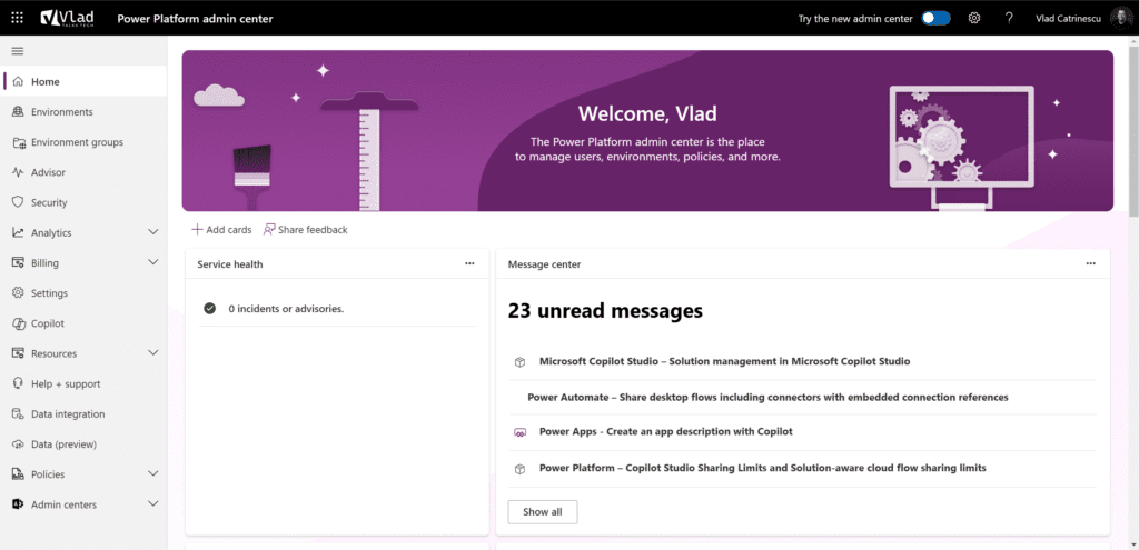 Power Platform Admin Center