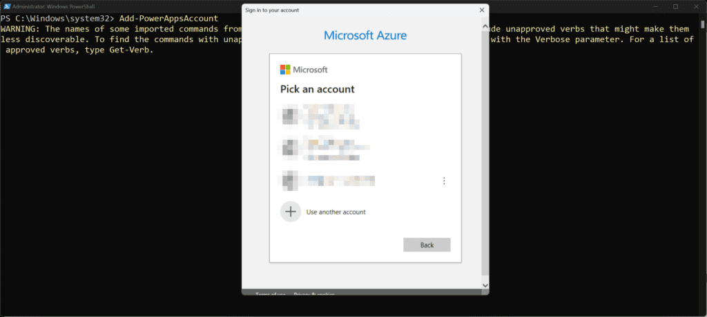 Power Platform Modules credentials