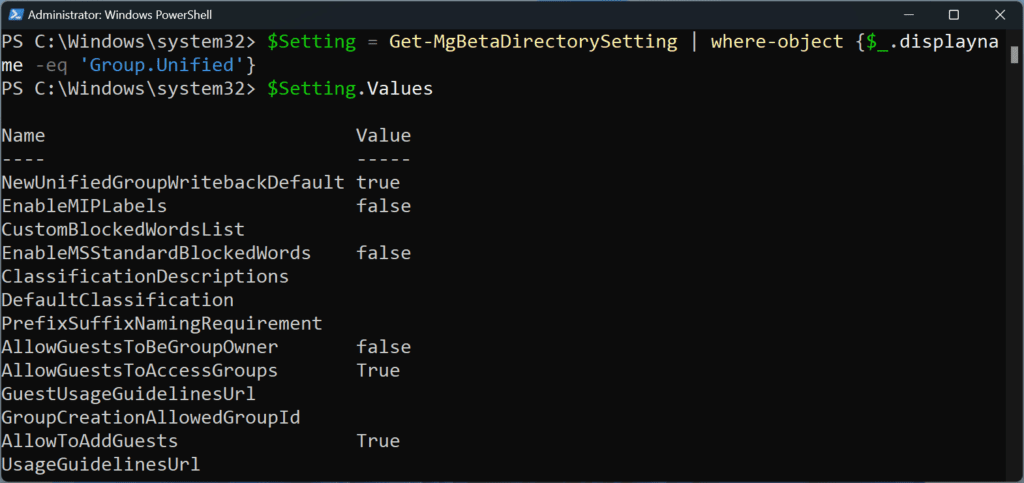 powershell directory setting check