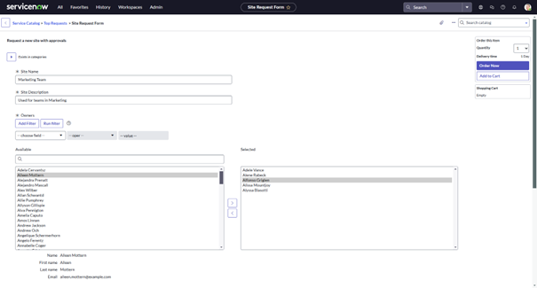 Request Form to request provisioning of new workspaces
