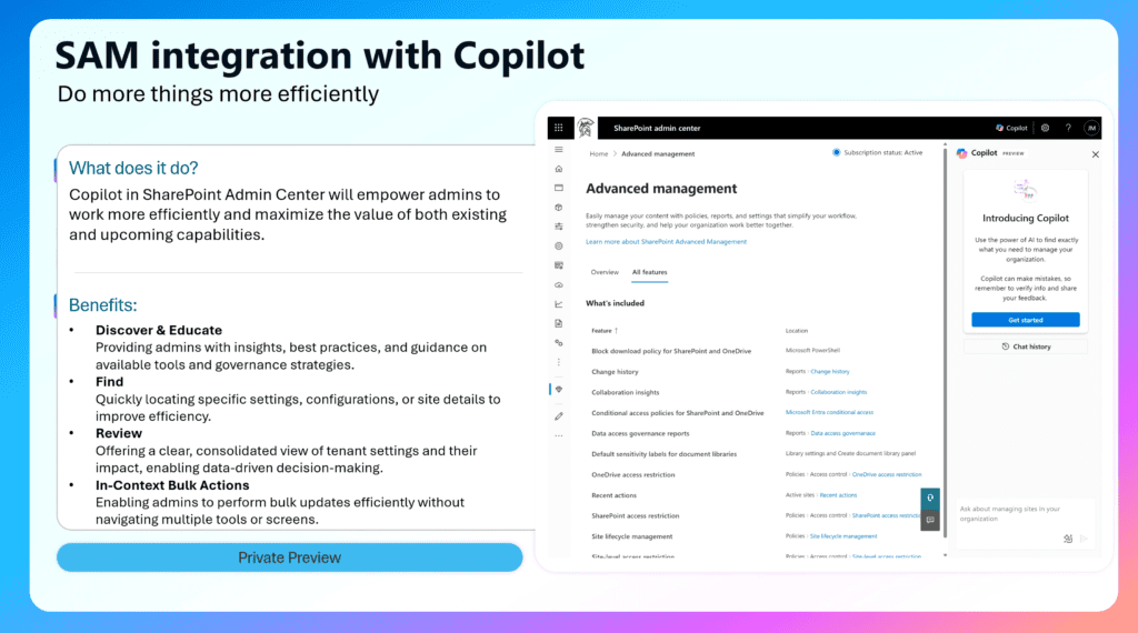 SAM integration with copilot