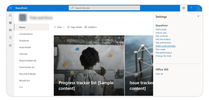 SharePoint site templates