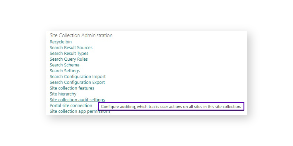 SharePoint Classic Site collection audit settings location