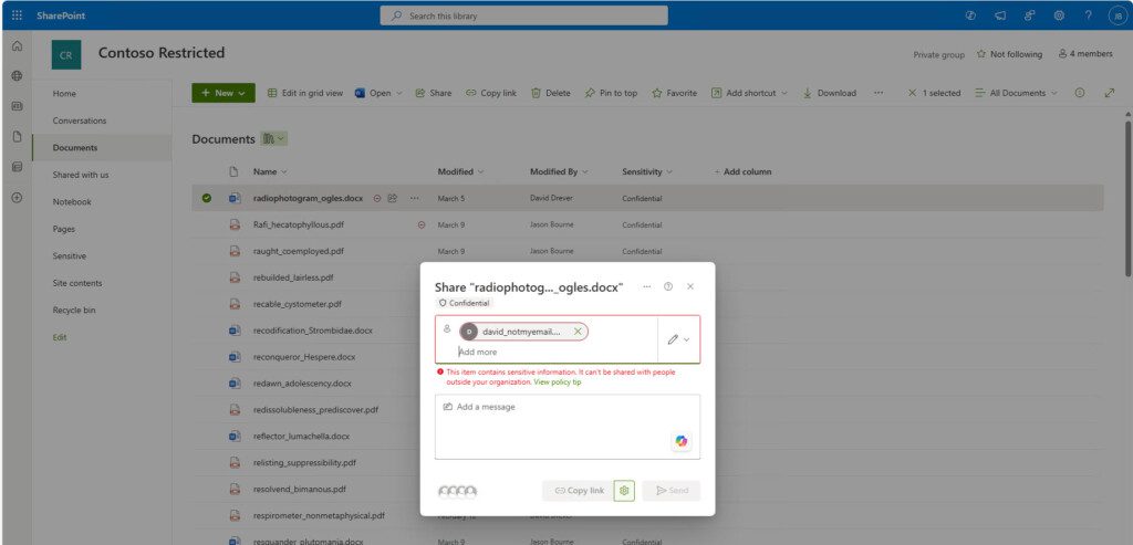 SharePoint External Share Block with Override