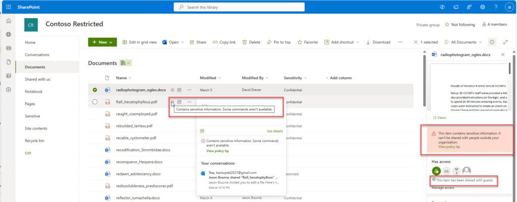 SharePoint Indicators of DLP Policy Flags