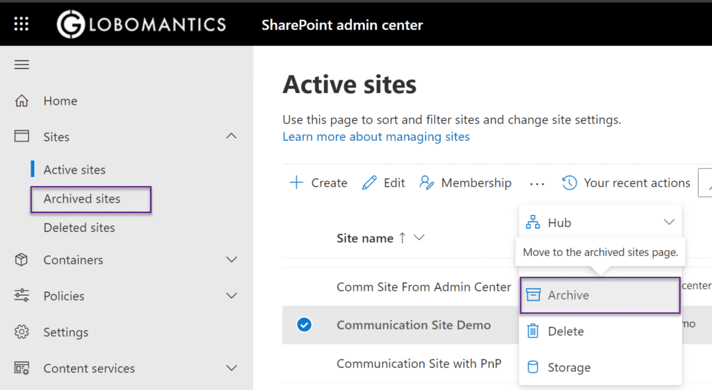 Active sites Microsoft Archive
