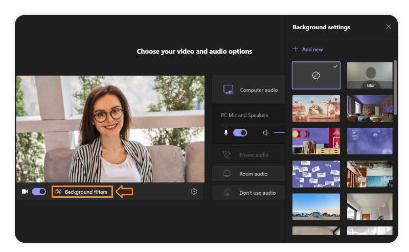 Microsoft Teams background filters