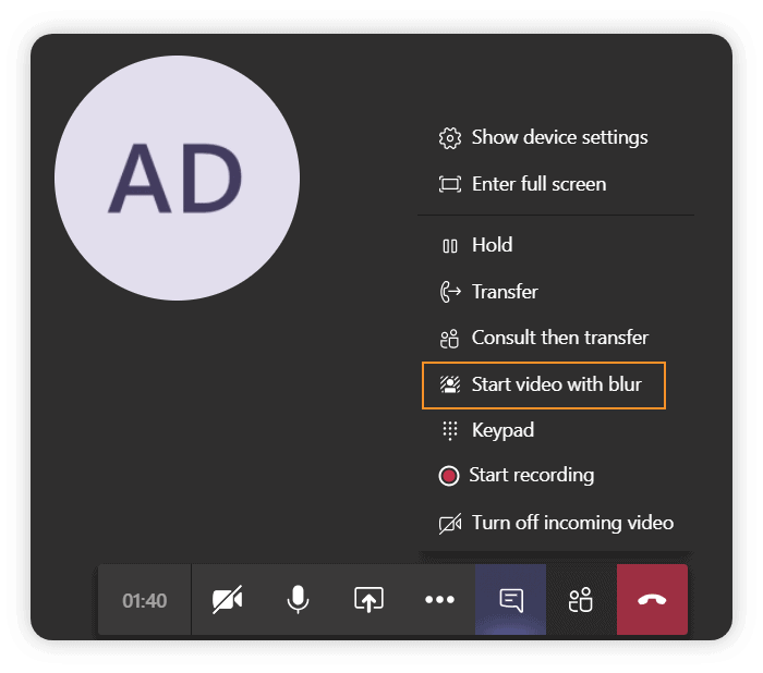 Blur the background when working from home