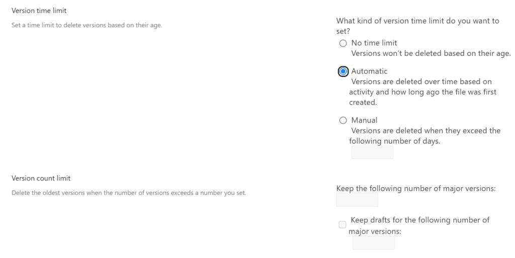 Version time limit
