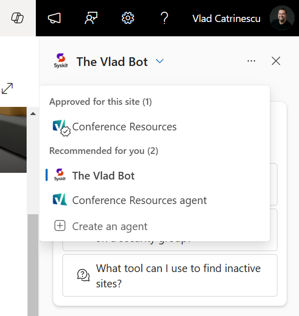 Vlad bot Copilot agent
