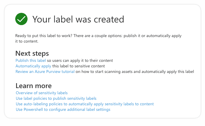 Your Office 365 sensitivity label is created
