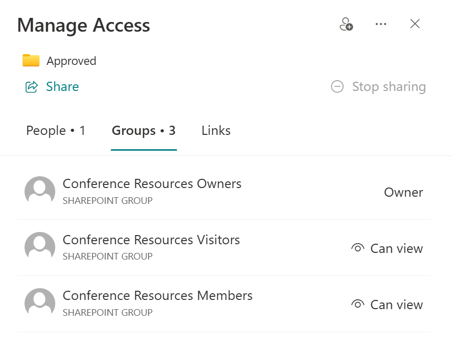 break permission inheritance Approved folder