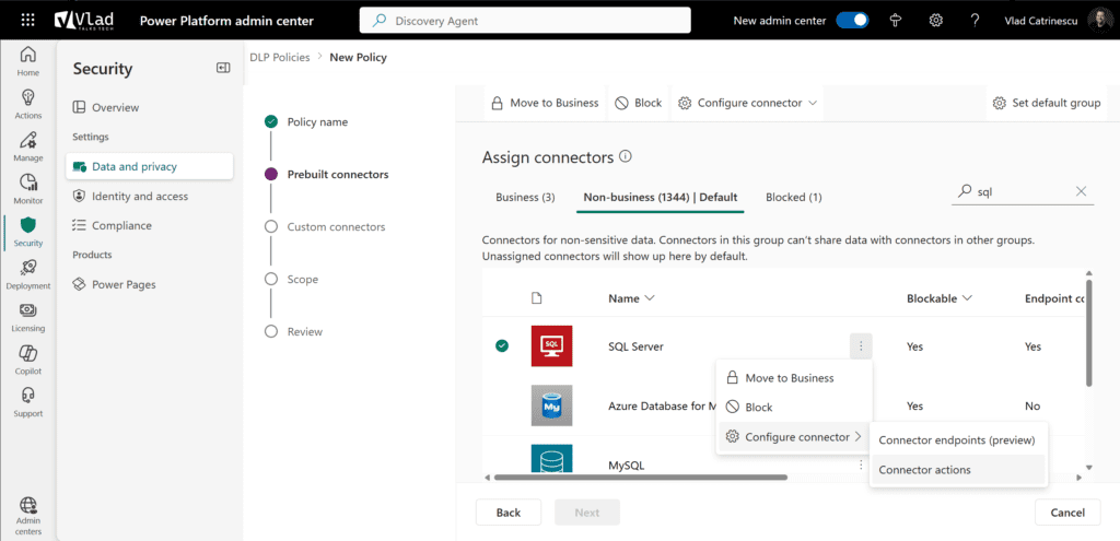 configure connector actions power platform