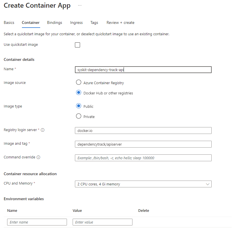 azure container apps container