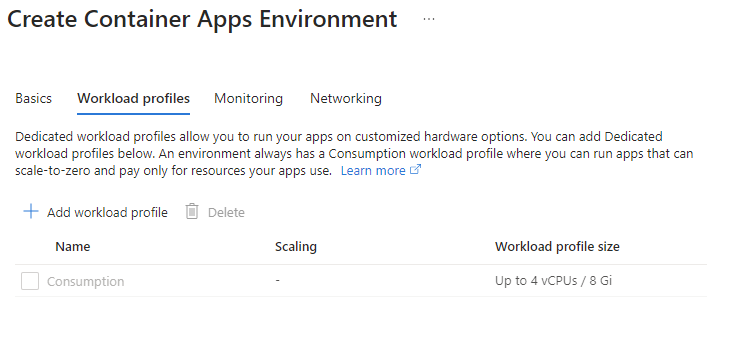 azure container apps workload profiles