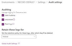 dataverse audit settings