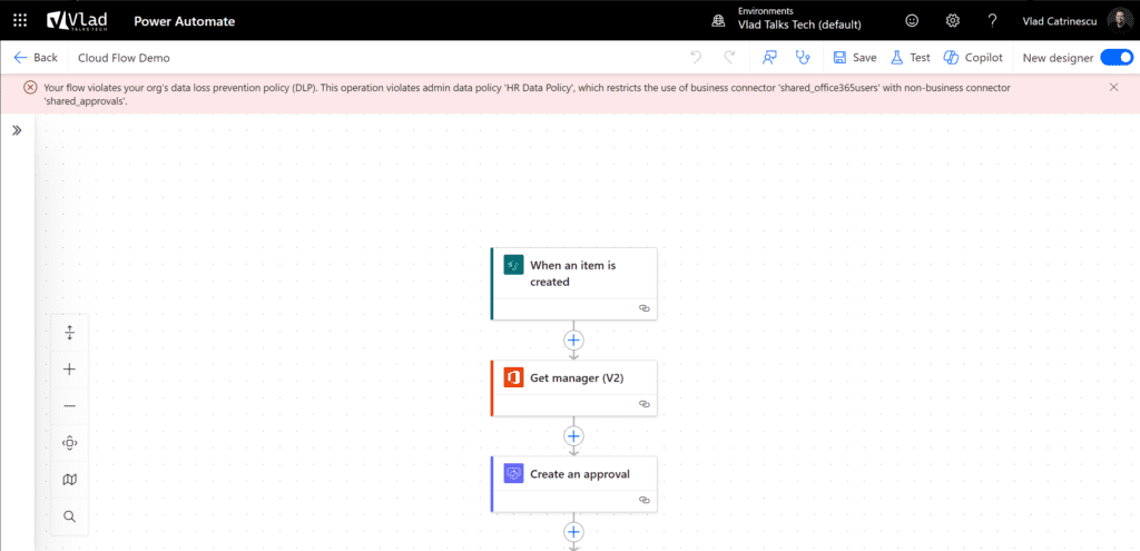 flow power platform dlp policy set up