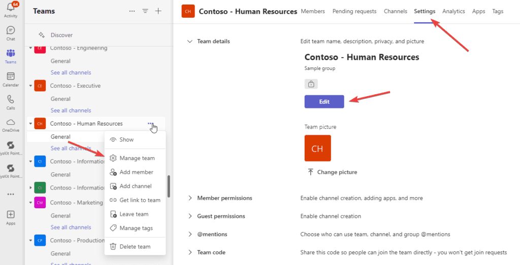 How to change privacy setting in Microsoft Teams