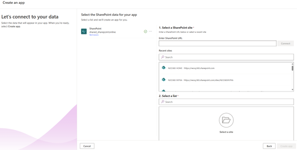 SharePoint data for your app Dataverse