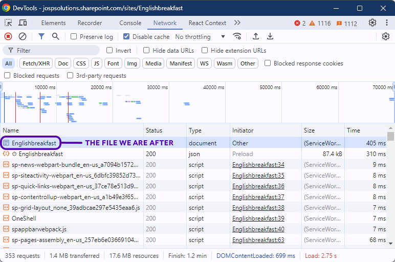 devtools requests
