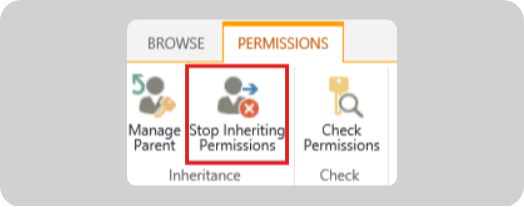 SharePoint stop inheriting permissions configuration