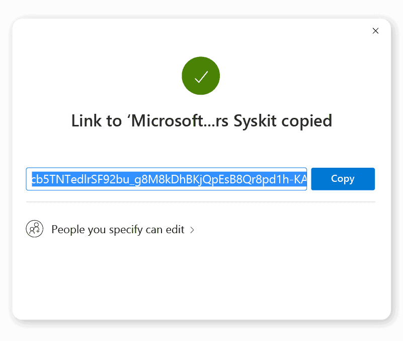Microsoft 365 file sharing with a link