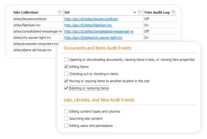 Enforce security rules and track specific events