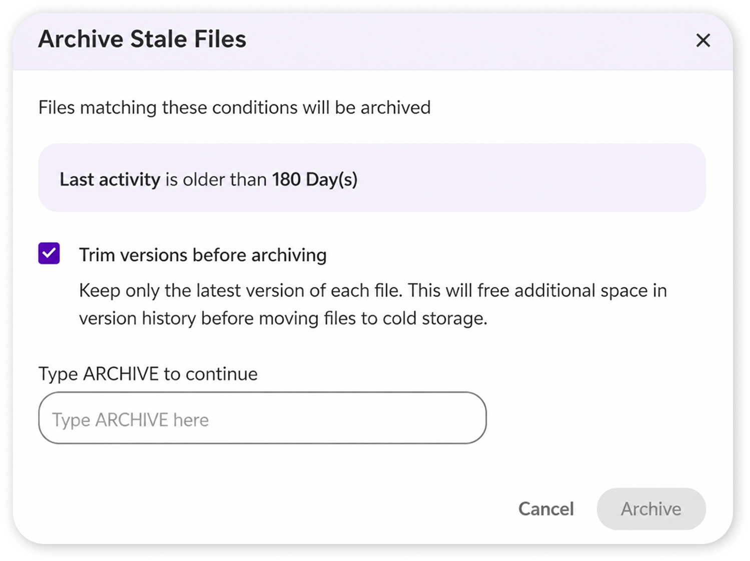 bulk-archive-stale-files-screenshots