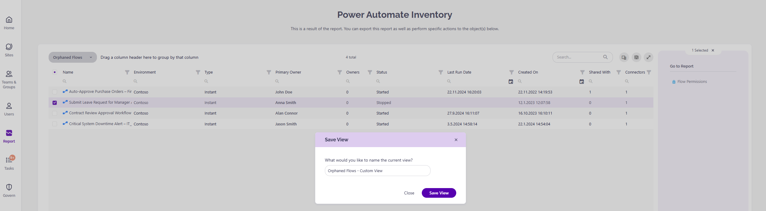 Custom View of reports in Syskit Point