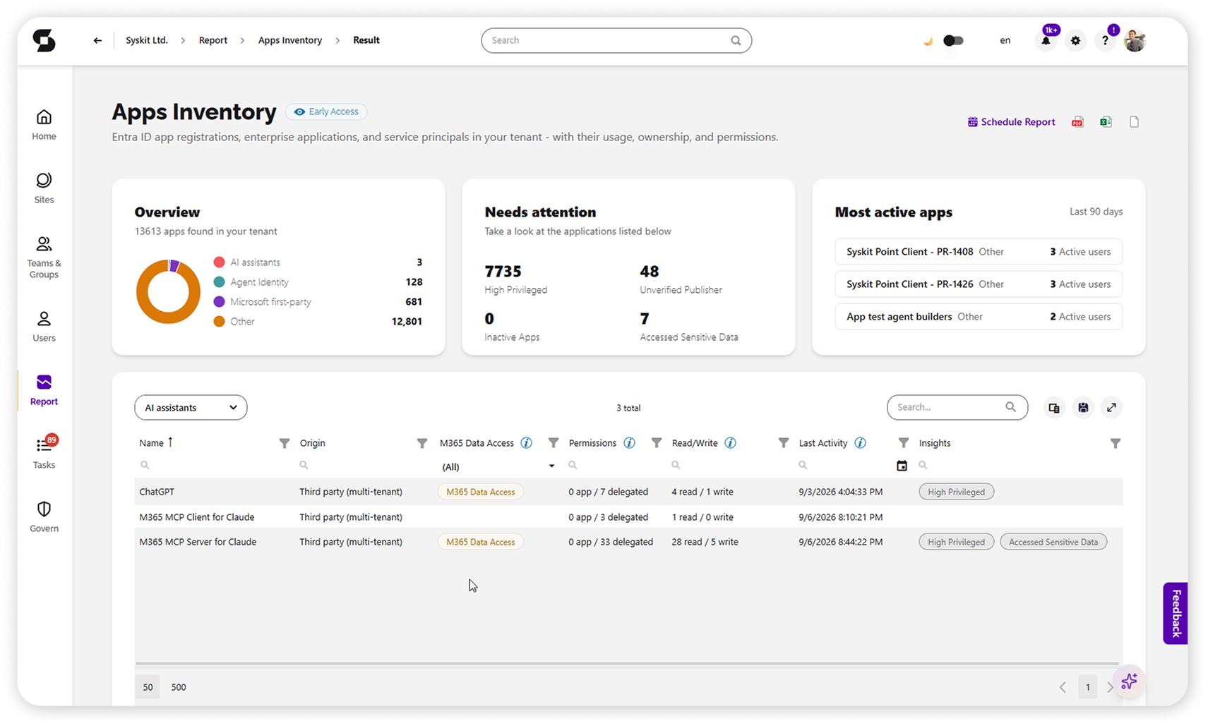 Entra Apps Inventory in Syskit Point