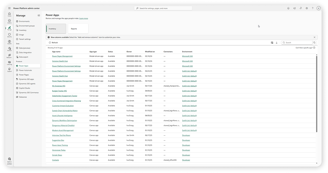 Power Platform Admin Center