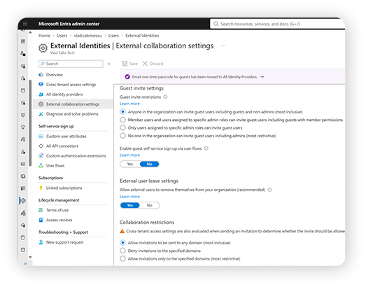 External Collaboration Settings in Microsoft Entra Admin Center